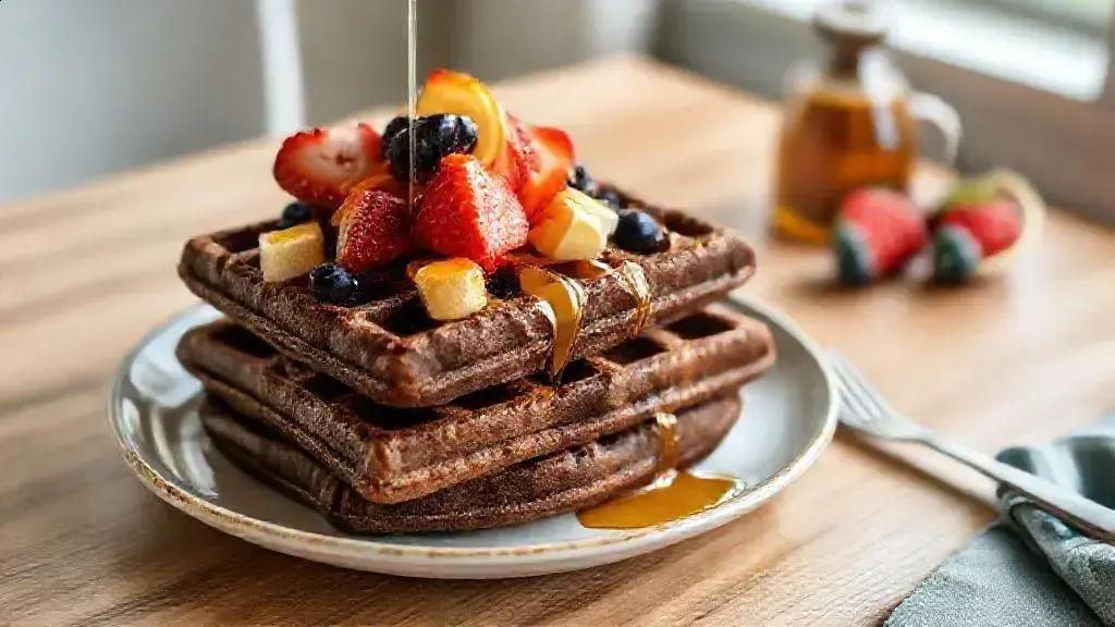 waffle proteico de whey com cacau